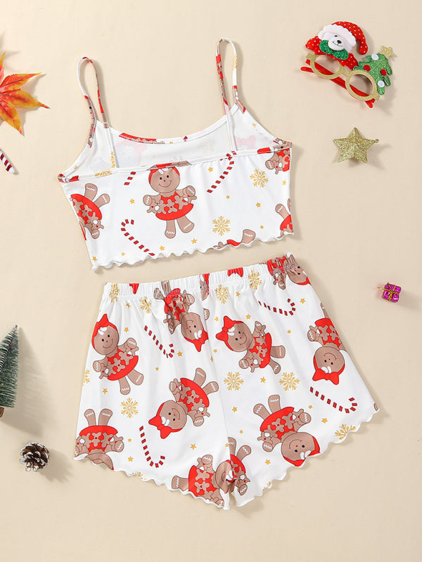 Christmas Snowflake Print Two-Piece Loungewear Set – Soft Knit Daily Wear