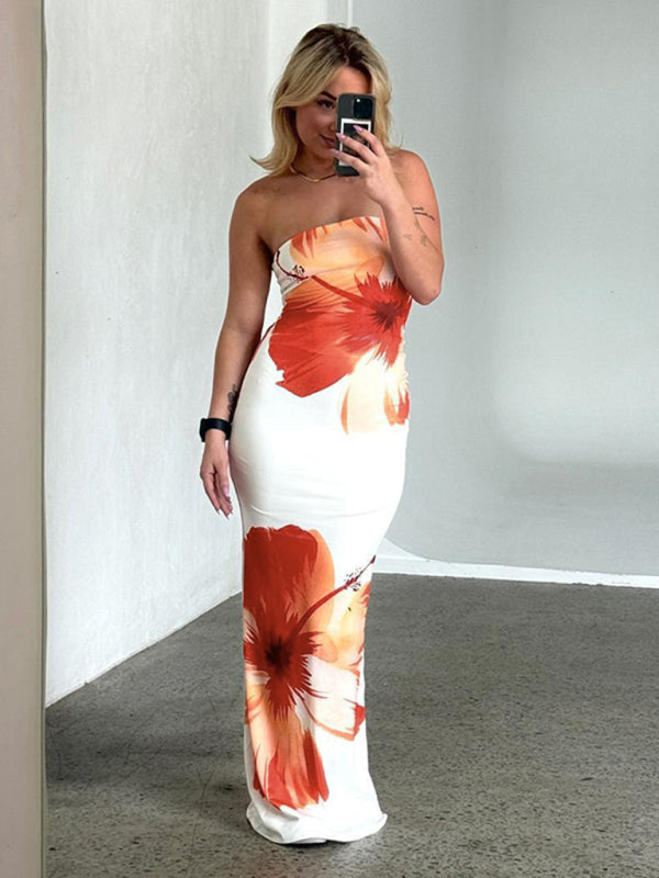 Floral Strapless Tube Top Dress