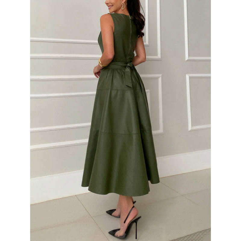 sleeveless-green-casual-midi-dress-–-round-neck-woven-polyestersmiling-maria---everything-for-women-34645835