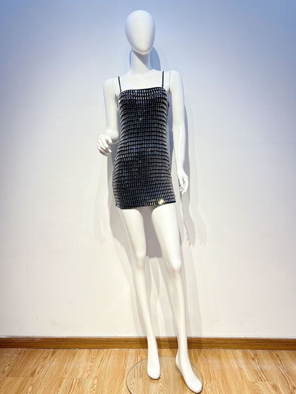 Rhinestone Strapless Bodycon Party Dress Black