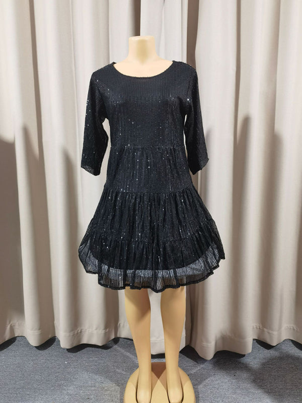 Women's Sequin Short Sleeve Party Dress