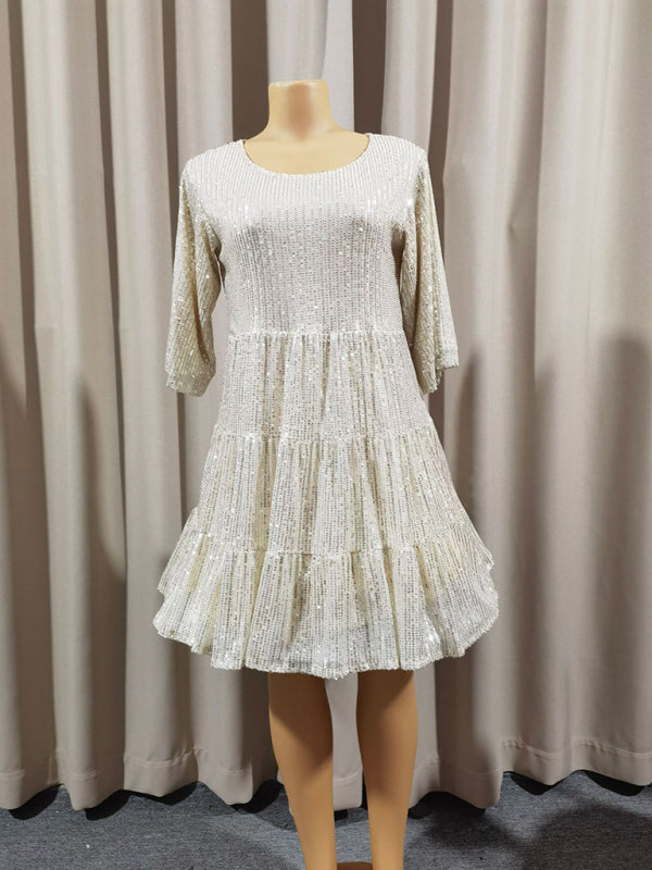 Women's Sequin Short Sleeve Party Dress
