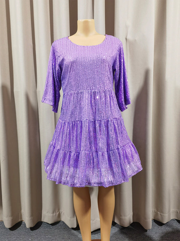 Women's Sequin Short Sleeve Party Dress