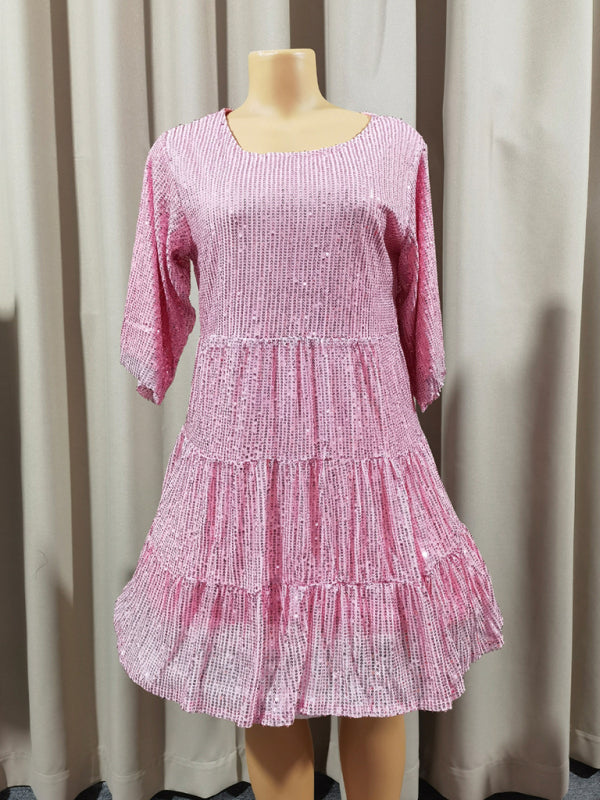 Women's Sequin Short Sleeve Party Dress