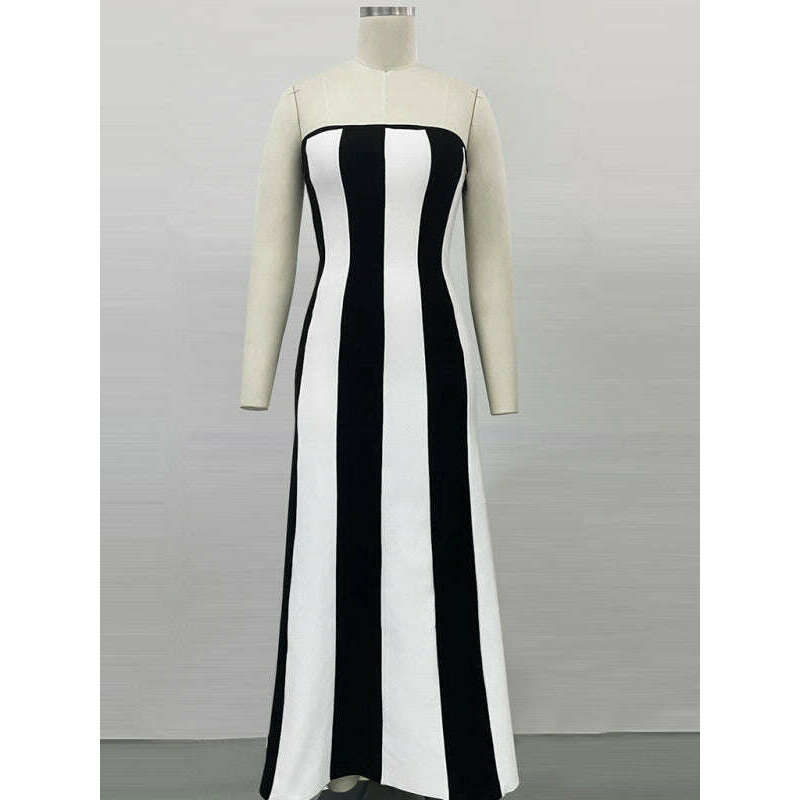 strapless-black-white-striped-party-dresssmiling-maria---everything-for-women-34679069