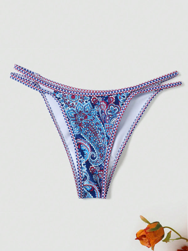 Paisley Print Strappy Bikini Set – Vacation Style Swimwear