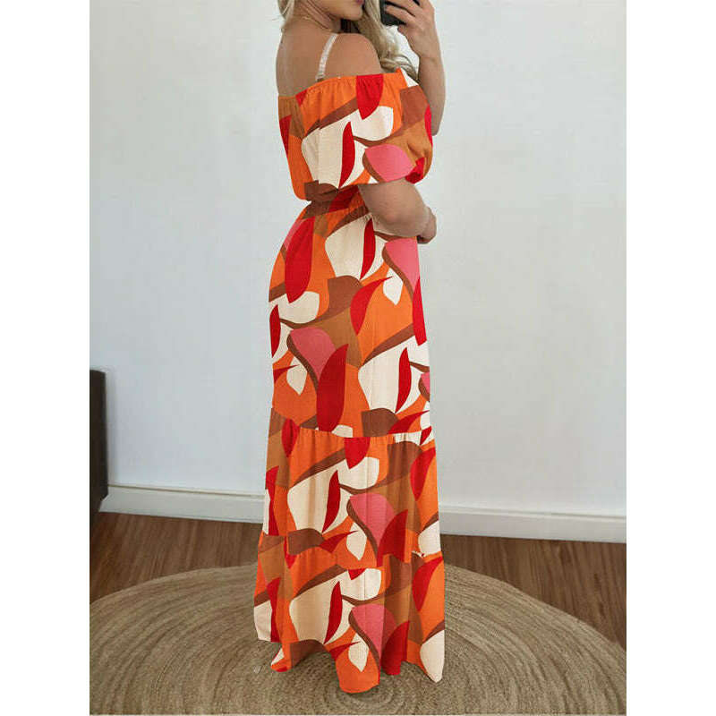 one-shoulder-contrast-midi-dress-–-high-waist-short-sleeve-spring-silhouettesmiling-maria---everything-for-women-34647658