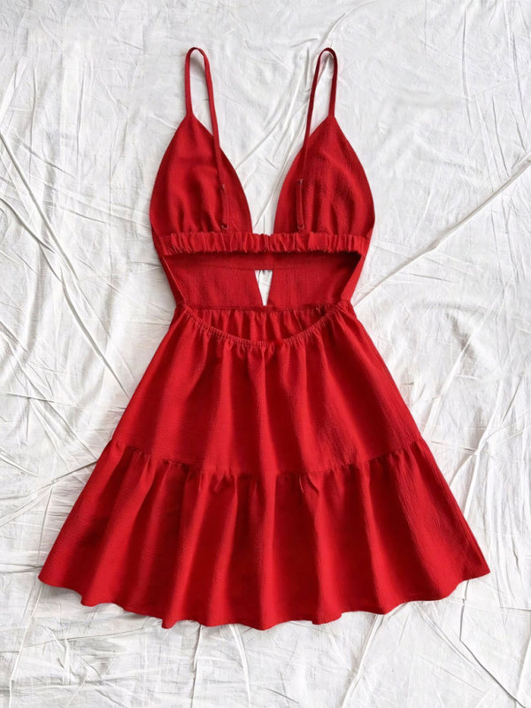 Backless Sleeveless Vacation Dress – Elegant Suspender Style for Summer