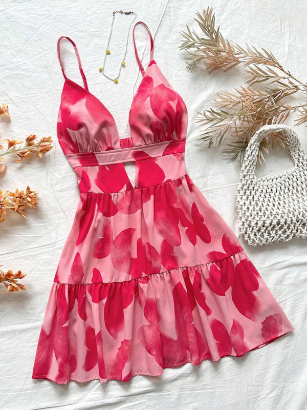 Backless Sleeveless Vacation Dress – Elegant Suspender Style for Summer