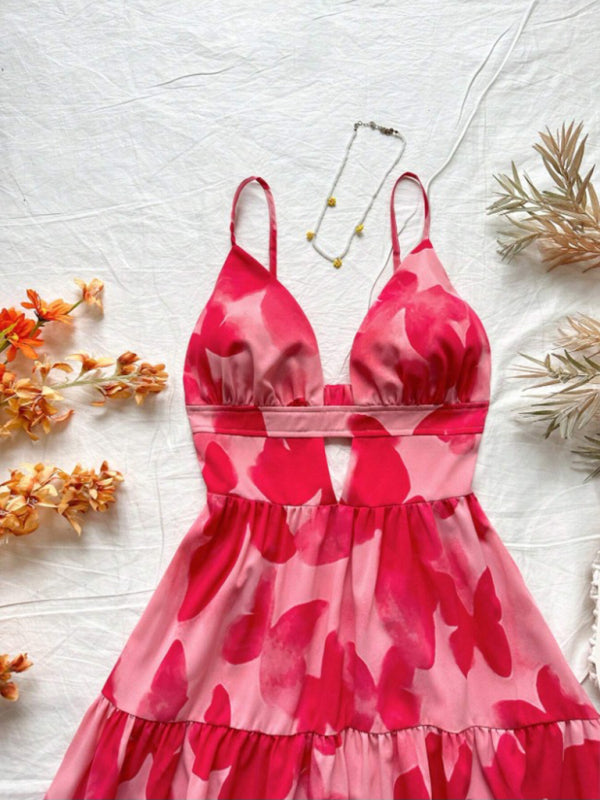 Backless Sleeveless Vacation Dress – Elegant Suspender Style for Summer