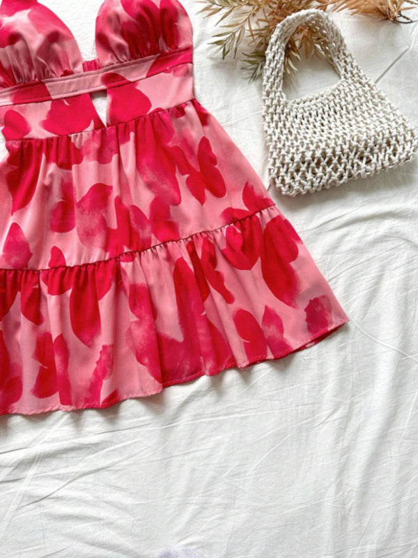 Backless Sleeveless Vacation Dress – Elegant Suspender Style for Summer