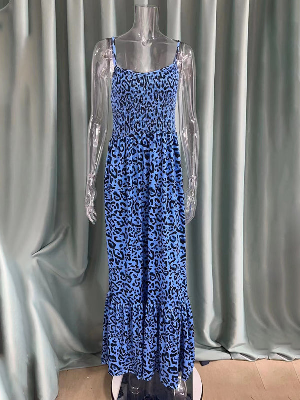 Leopard Print V-Neck Maxi Dress – Flowy Fit, Spring-Summer Style