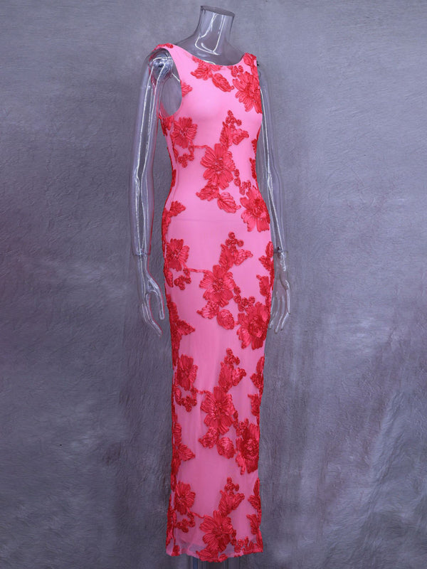 Embroidered Sleeveless Resort Shift Dress