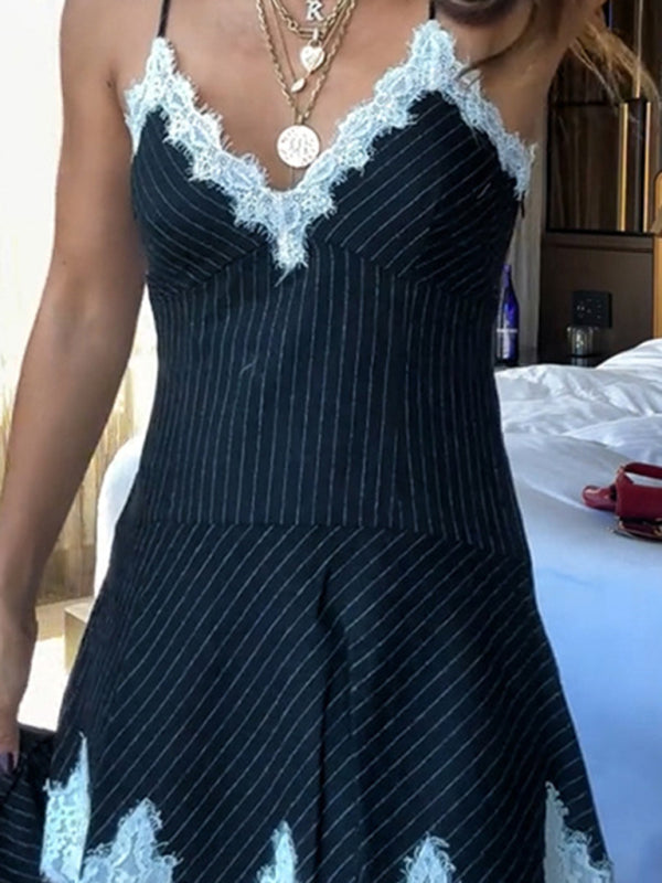 Striped Splice Midi Dress – Chic Everyday Fit for Work and Leisure