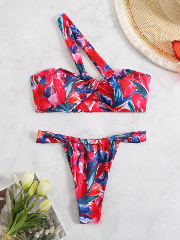Sexy Halter Triangle Bikini Set – Moderate Stretch & Self Design