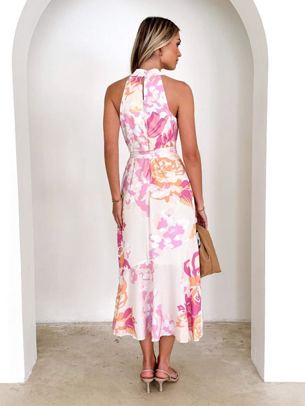 Women's Printed Strappy Mid-Length Vacation Dress