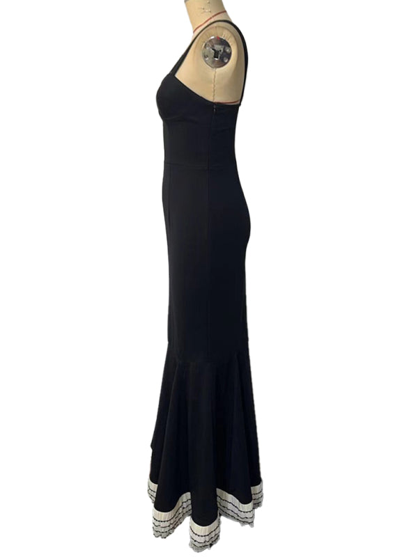 Sexy hot girl style dress with bow slings, slim fit and hip-hugging skirt