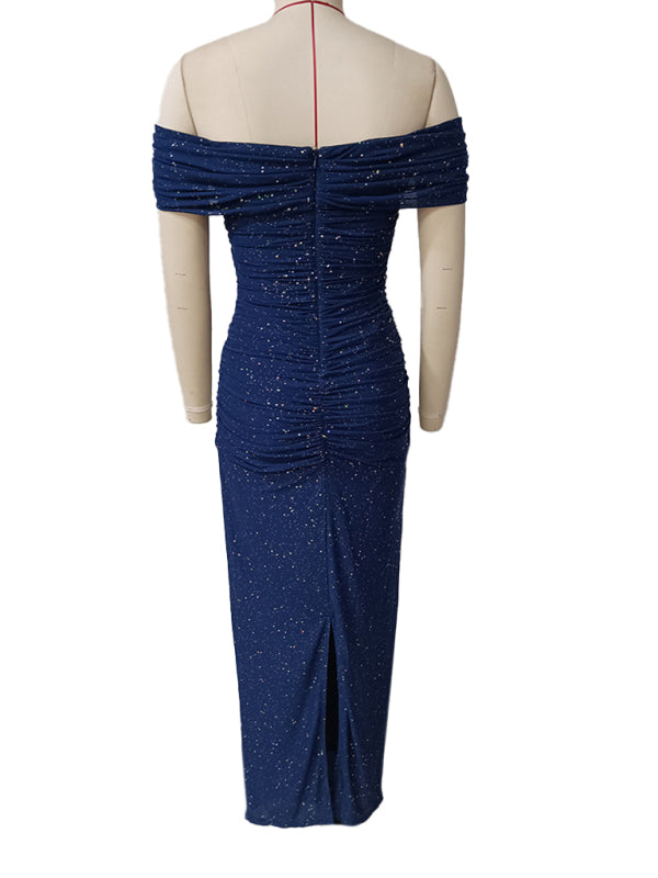 One-Shoulder Mesh Slim Fit Dress