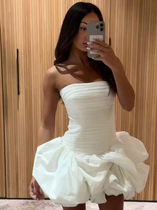 New style tube top high waist pleated design tutu dress