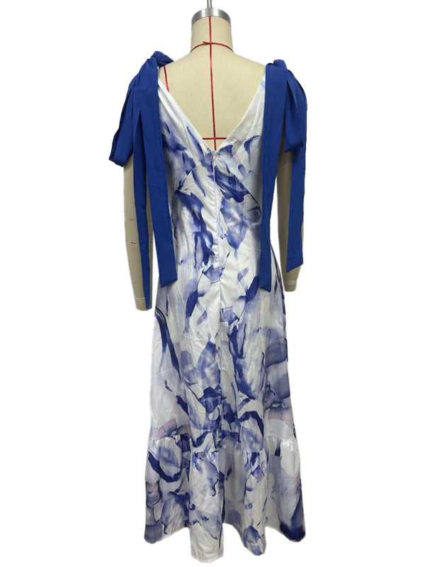 Floral V-Neck Sleeveless Maxi Dress