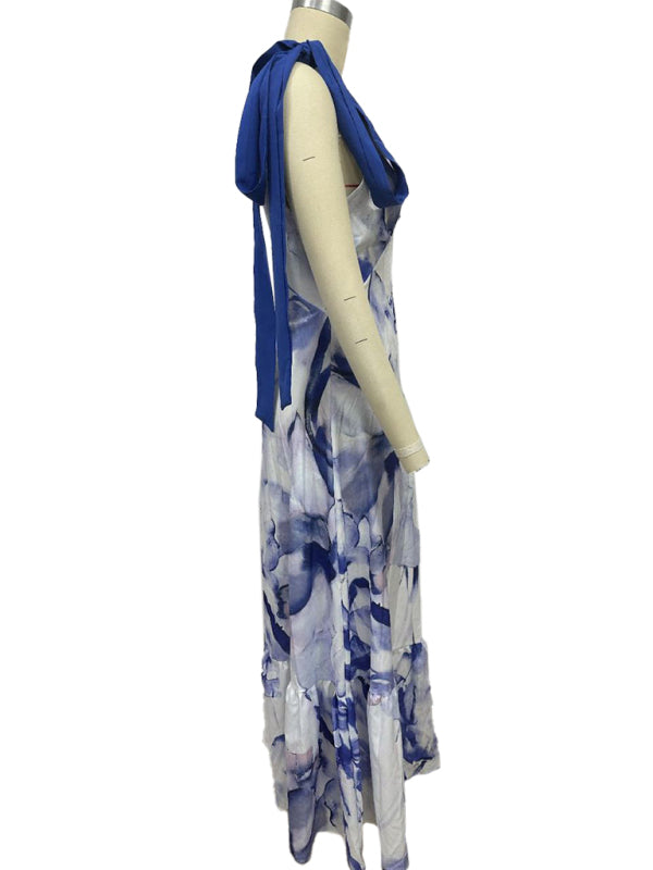 Floral V-Neck Sleeveless Maxi Dress