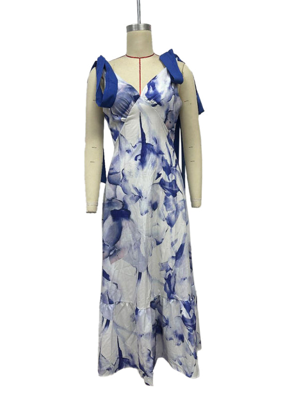 Floral V-Neck Sleeveless Maxi Dress