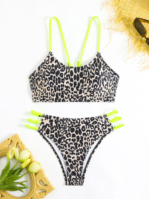 Leopard Print Two-Piece Bikini Set – High Elasticity & Sexy Fit