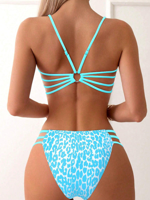 Leopard Print Two-Piece Bikini Set – High Elasticity & Sexy Fit