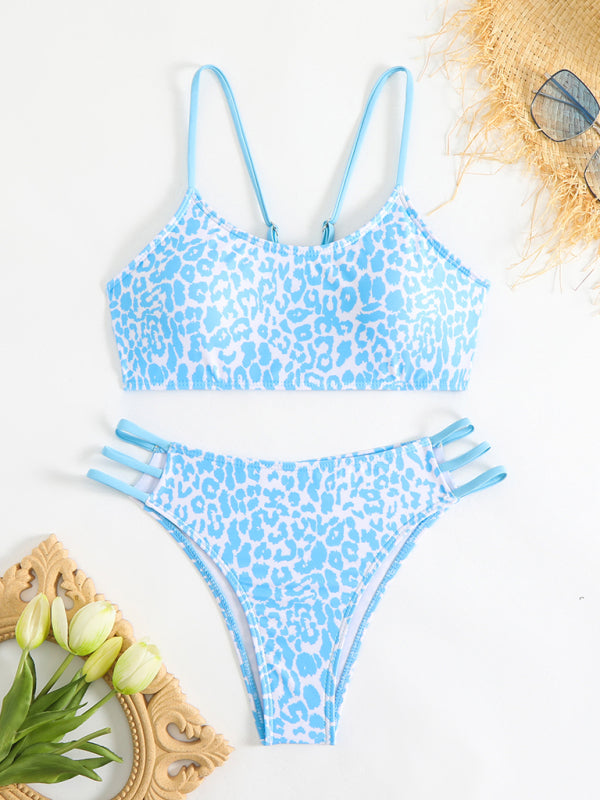 Leopard Print Two-Piece Bikini Set – High Elasticity & Sexy Fit