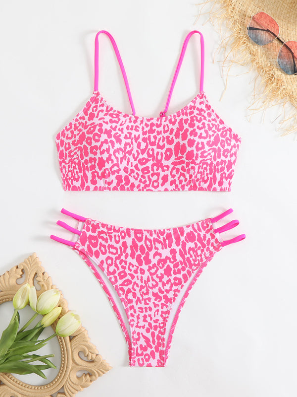 Leopard Print Two-Piece Bikini Set – High Elasticity & Sexy Fit