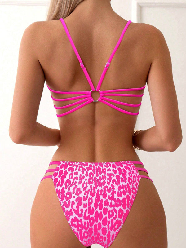 Leopard Print Two-Piece Bikini Set – High Elasticity & Sexy Fit