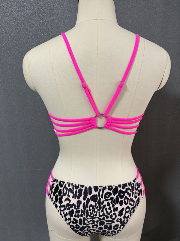 Leopard Print Two-Piece Bikini Set – High Elasticity & Sexy Fit