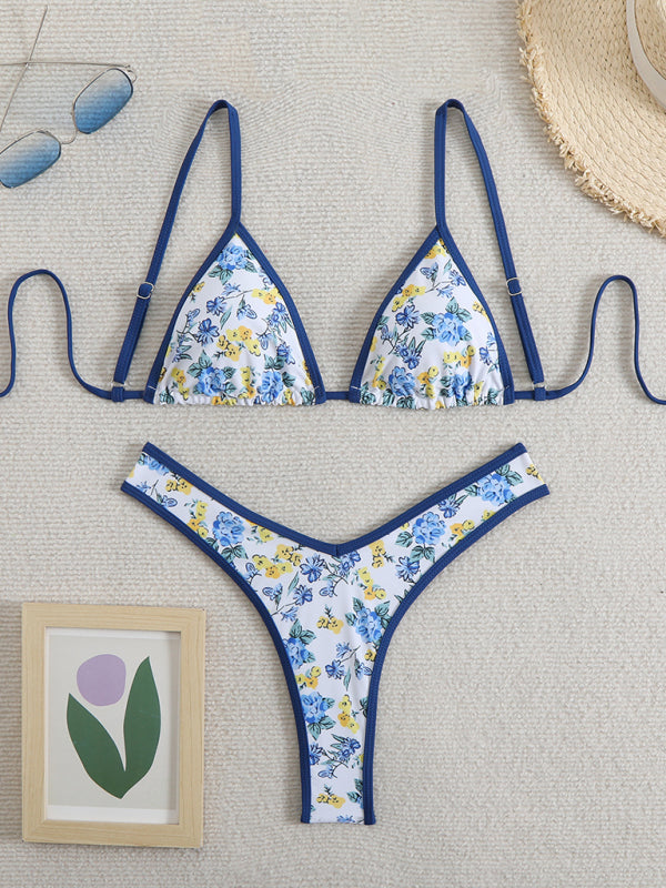 Floral High-Waisted Bikini – Stretch Knit, Adjustable Fit, Summer-Ready