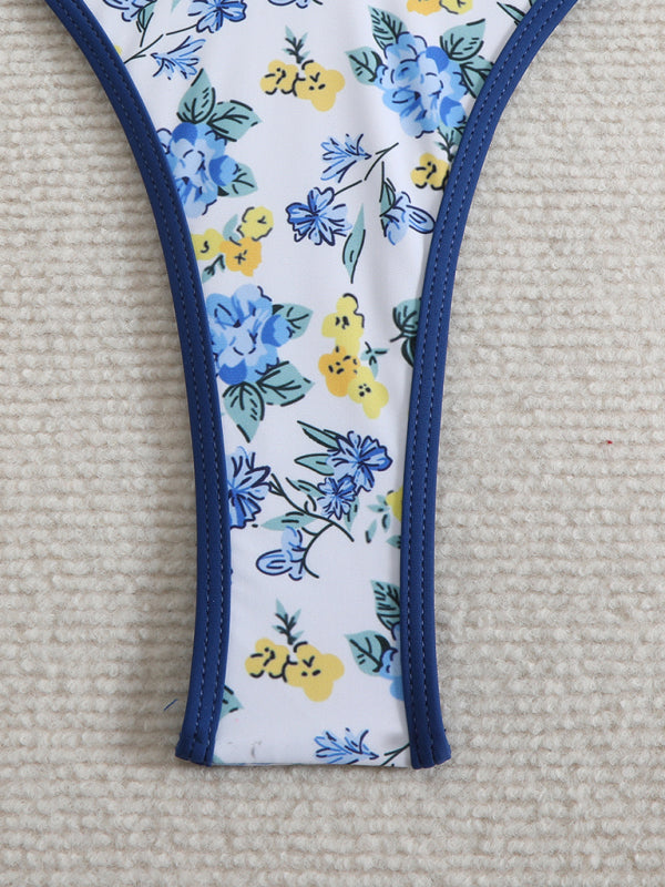 Floral High-Waisted Bikini – Stretch Knit, Adjustable Fit, Summer-Ready