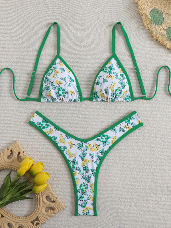 Floral High-Waisted Bikini – Stretch Knit, Adjustable Fit, Summer-Ready