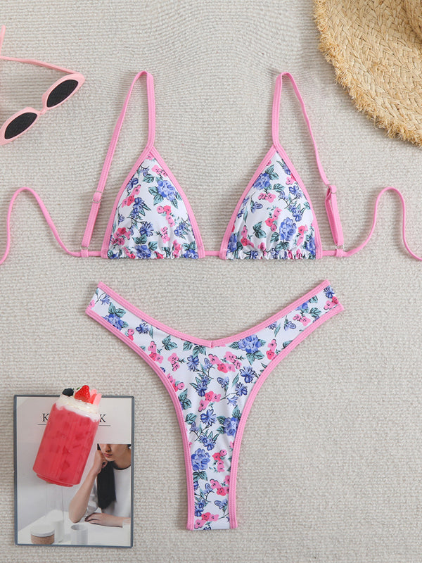 Floral High-Waisted Bikini – Stretch Knit, Adjustable Fit, Summer-Ready