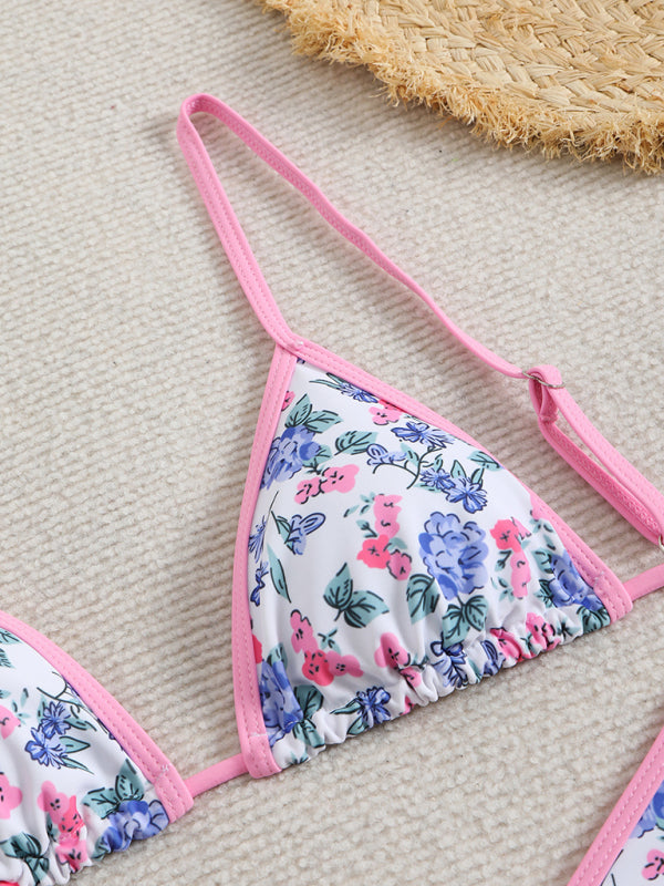 Floral High-Waisted Bikini – Stretch Knit, Adjustable Fit, Summer-Ready