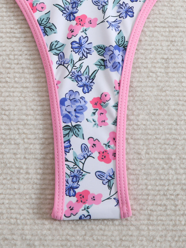Floral High-Waisted Bikini – Stretch Knit, Adjustable Fit, Summer-Ready