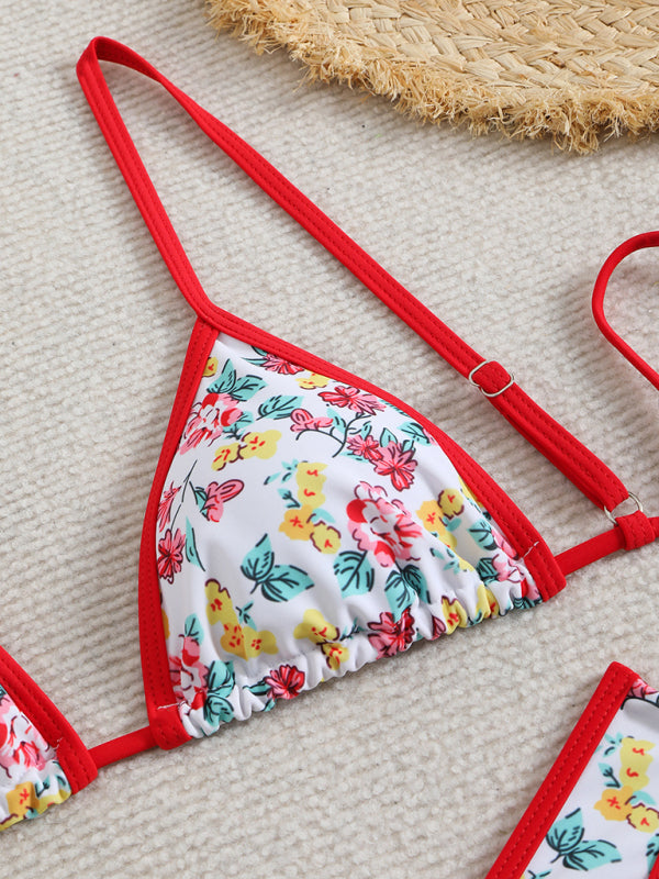 Floral High-Waisted Bikini – Stretch Knit, Adjustable Fit, Summer-Ready