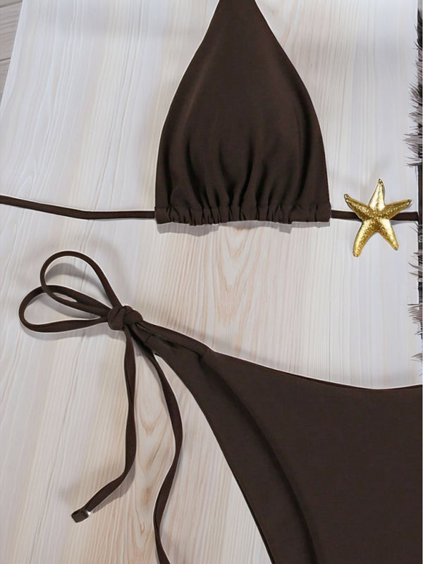 Strappy Starfish Bikini in Coffee – Sexy Solid Knit, Adjustable Fit