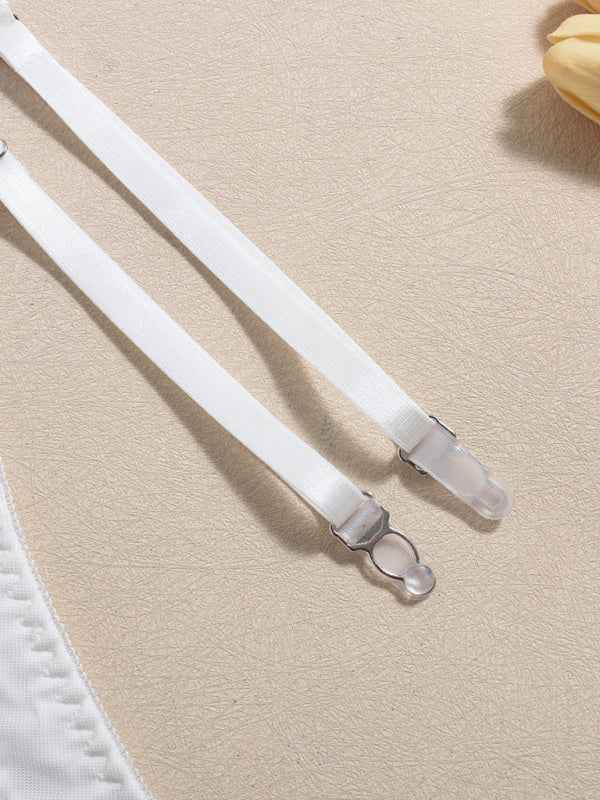 Embroidered White Lingerie Set – Fishbone Corset, Bra & Panty 3-Piece