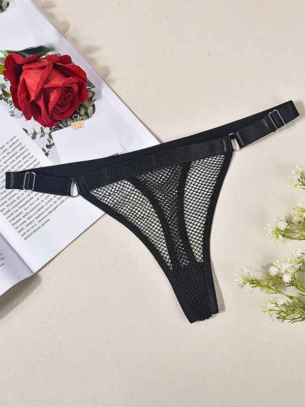 Sheer Fishnet Low Waist Panties – Adjustable Belt, Sexy Spring-Summer Intimates