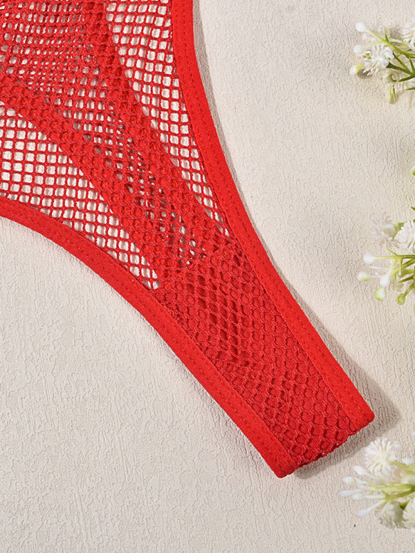 Sheer Fishnet Low Waist Panties – Adjustable Belt, Sexy Spring-Summer Intimates