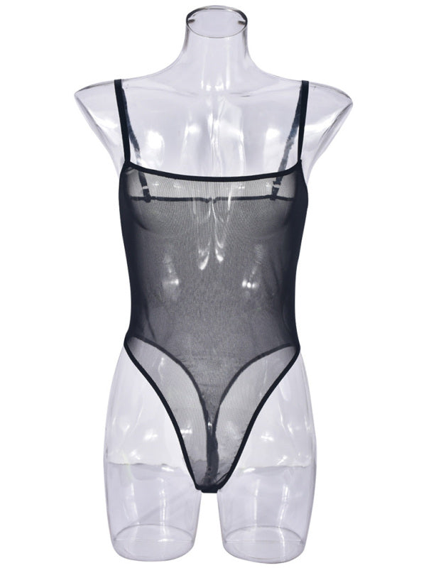 Mesh Suspender Teddy Dress – Sheer Lingerie Set with Sexy Fit