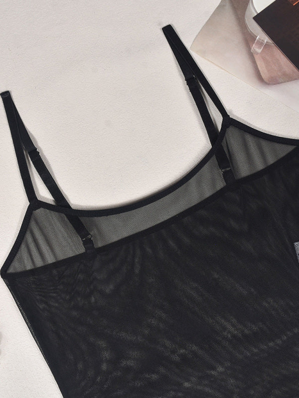 Mesh Suspender Teddy Dress – Sheer Lingerie Set with Sexy Fit