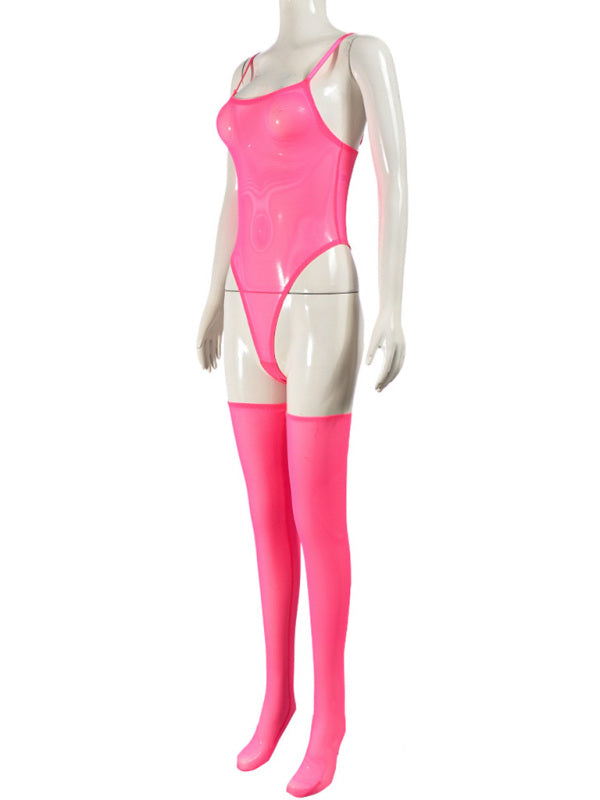 Sheer Mesh Suspender Dress Set with Matching Leg Socks – Sexy & Elegant Lingerie