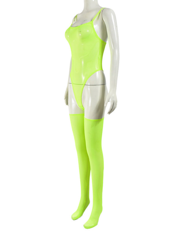 Sheer Mesh Suspender Dress Set with Matching Leg Socks – Sexy & Elegant Lingerie