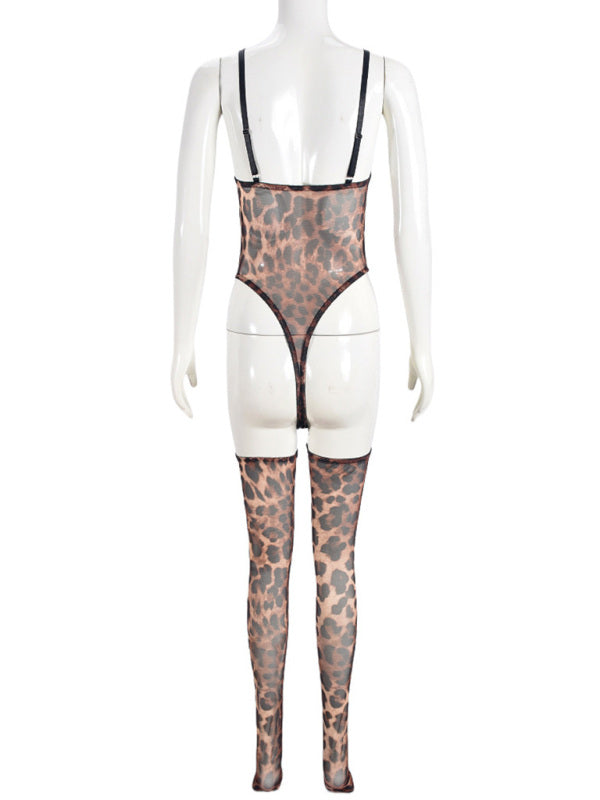 Sheer Mesh Suspender Dress Set with Matching Leg Socks – Sexy & Elegant Lingerie
