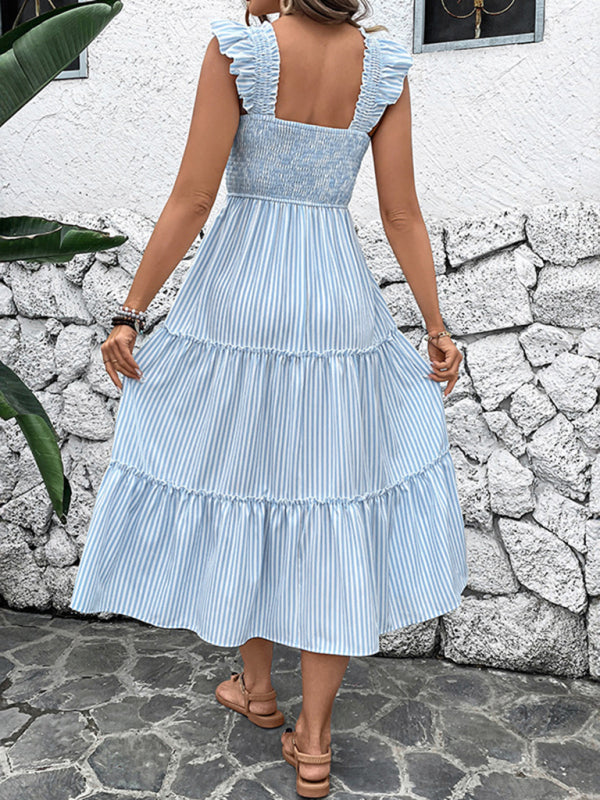Striped Ruffle Slip Dress – Vacation Ready