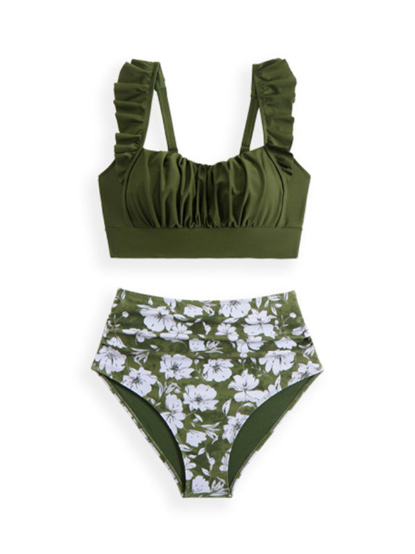 Ruffled Three-Piece Bikini Set – High Elasticity & Self-Design Style